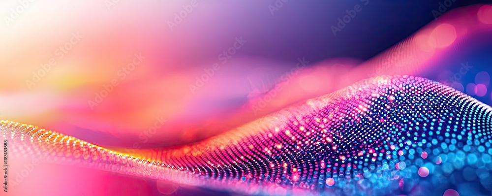 Poster Dots abstract background idea. Vibrant abstract waves of light create a modern, digital background for creative projects.