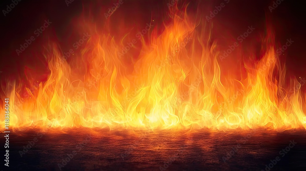 Poster fire abstract background concept. vibrant flames dancing against a dark background, representing int