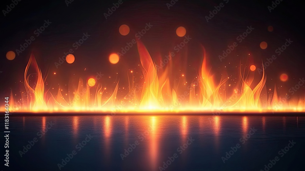 Poster Fire abstract background concept. Abstract fire pattern with glowing elements, creating a warm and dynamic visual effect.