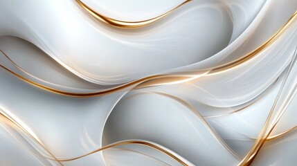 A sophisticated abstract design with intertwined white and gold curves, radiating elegance and refinement in a modern layout