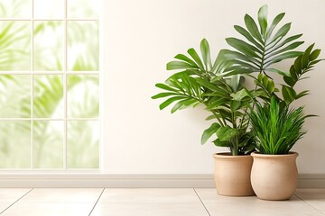 Fototapeta premium Indoor Plants, Potted Greenery, Home Decor - Biophilic design