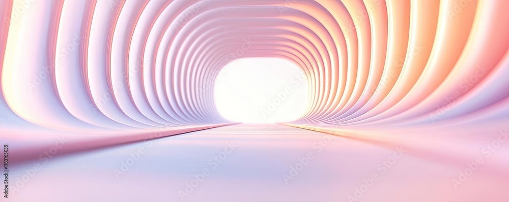 Poster Matrix abstract background idea. Abstract tunnel design with soft curves and illuminated light for futuristic aesthetics.