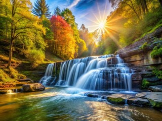 Untamed Great Falls tumbles down Tinkers Creek, Ohio; a candid nature's masterpiece.