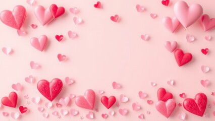 Romantic background with hearts.