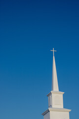 Church Steeple Against a Clear Blue Sky