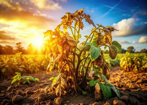 Vintage photo reveals late blight's destructive impact on potato plants, a devastating Phytophthora infestans infestation.