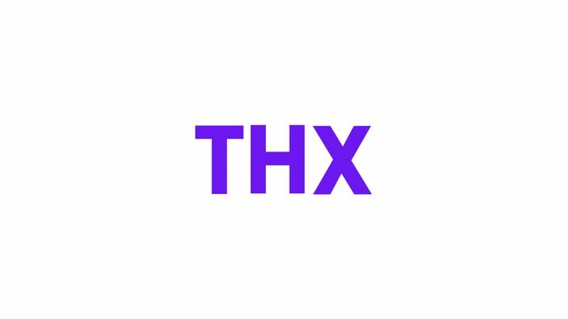 Tnx Text Animation. Alpha matte with transparent background 4K resolution.