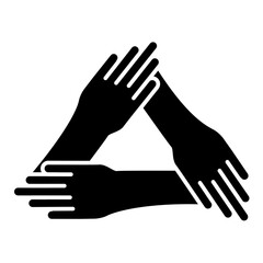 3 Hands holding icon in glyph style