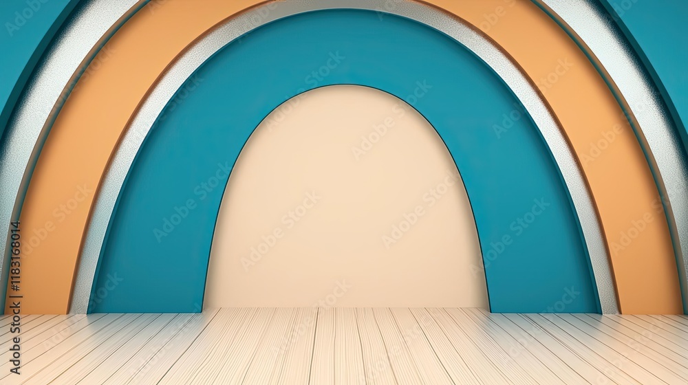 Poster floor abstract background concept. colorful abstract background featuring arches in vibrant hues and