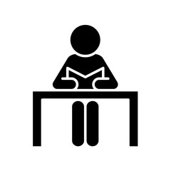 Reading book icon in glyph style