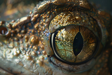 An Intense Macro Shot of a Tree Frog's Eye, Highlighting Its Details