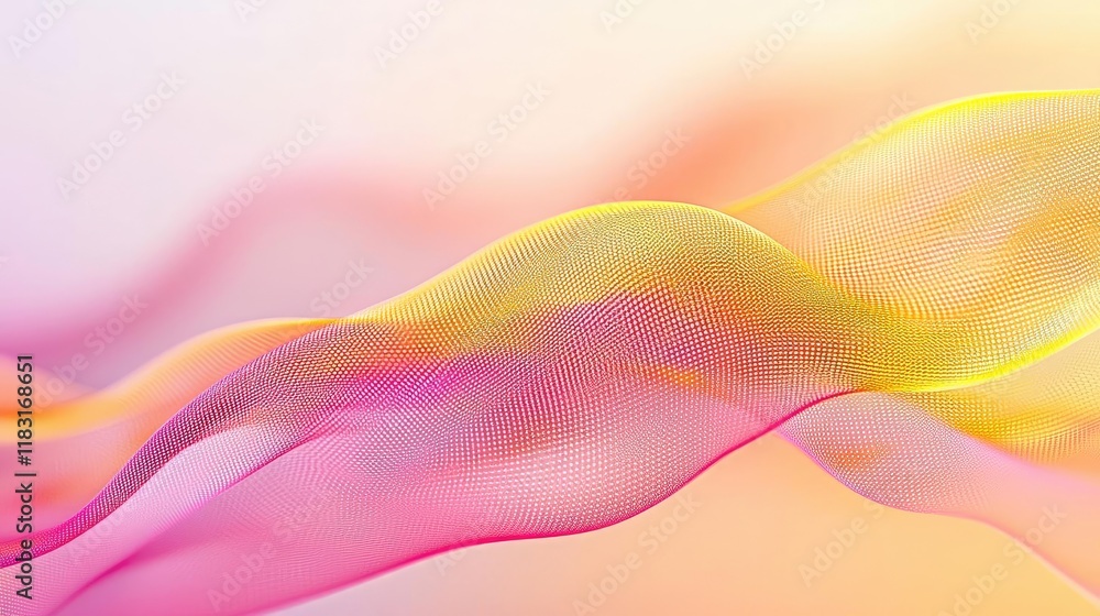 Poster Dots abstract background idea. Vibrant flowing waves in soft pink and yellow tones, creating an abstract visual harmony.