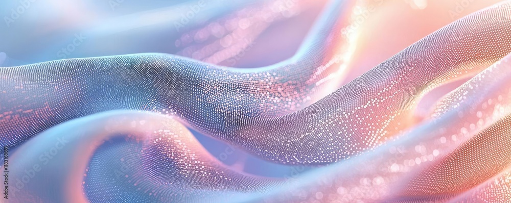 Poster Dots abstract background idea. A soft wave of fabric with gentle colors and textures creating a serene, dreamy atmosphere.