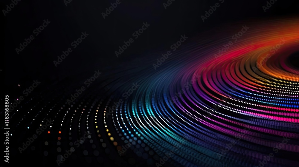 Aufkleber Dots abstract background idea. Vibrant abstract waves of color create a dynamic visual experience on a dark background.