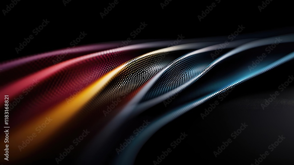 Aufkleber Dots abstract background idea. Abstract wave patterns with vibrant colors against a dark background.