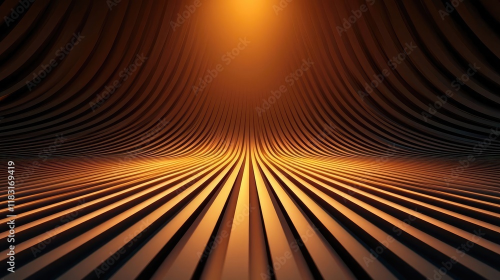 Poster Floor abstract background concept. Abstract wavy lines create a stunning visual effect in warm orange tones.