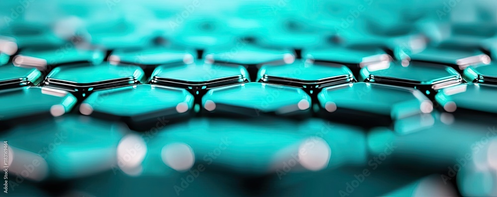 Aufkleber Floor abstract background concept. Abstract hexagonal pattern in vibrant turquoise color representing modern technology.