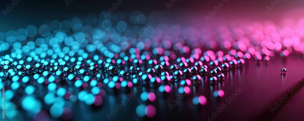 Poster Dots abstract background idea. Abstract close-up of colorful digital spheres creating a modern and vibrant aesthetic.