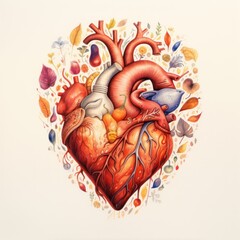 Fototapeta premium Heart painting drawing sketch.