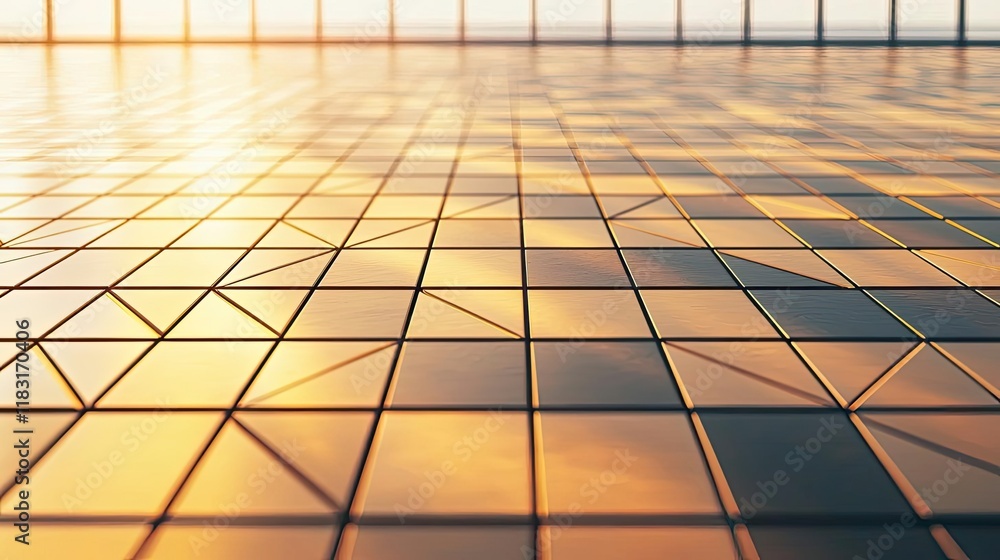 Aufkleber Floor abstract background concept. A mesmerizing floor with reflective tiles creating stunning geometric patterns.