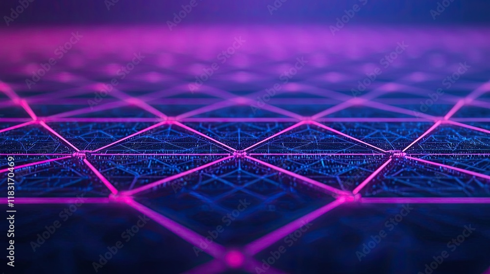 Aufkleber floor abstract background concept. futuristic digital landscape with vibrant grid patterns in purple