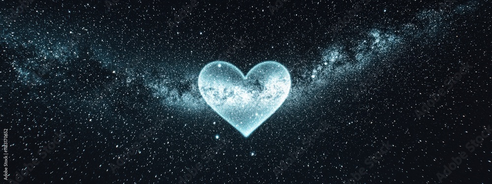 Wall mural a heart is in the middle of a galaxy