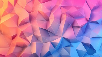 Obraz premium Abstract Low Poly Background: Vibrant Pink, Orange, and Blue Geometric Shapes