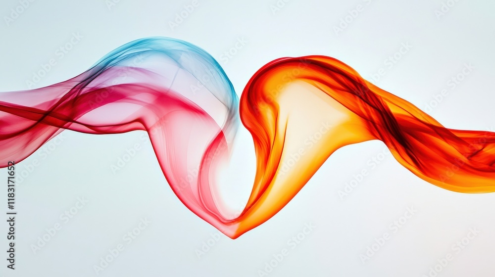 Poster a red and orange wave with a heart shape in the middle