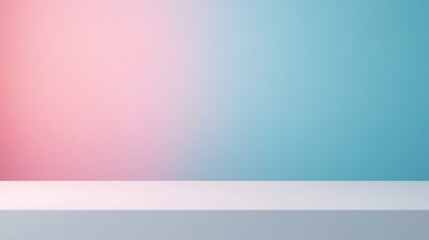 Obraz premium Pastel Pink and Blue Studio Backdrop with Clean White Table