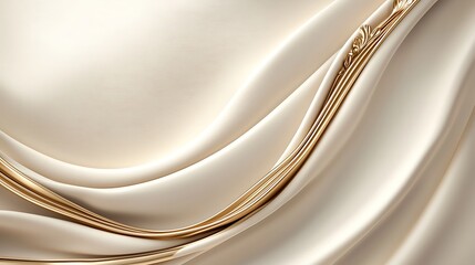 Elegant Draped Cream Fabric with Gold Accents