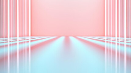 Floor abstract background concept. A vibrant abstract space with pink and blue reflections and luminous lines.