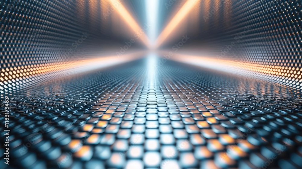Aufkleber Floor abstract background concept. Abstract futuristic background with glowing lights and digital mesh patterns.