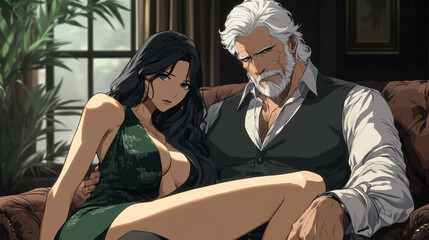Obraz premium couple sitting on the bench
