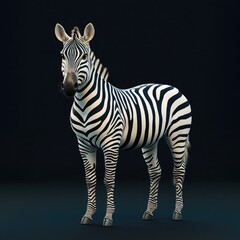 Fototapeta premium A zebra isolated standing on a dark background