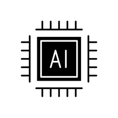 Computer chip icon in glyph style