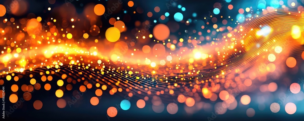 Poster Dots abstract background idea. Abstract waves of glowing lights in vibrant colors creating a stunning visual effect.