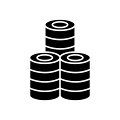 Stack of coins icon in glyph style