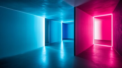 Obraz premium Abstract Neon Lit Room Architectural Design