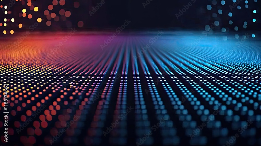 Poster Dots abstract background idea. Vibrant digital dots create a mesmerizing abstract technology background.