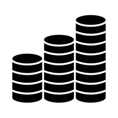 Stack of coins icon in glyph style