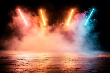 Neon Lights Smoke Background - Futuristic