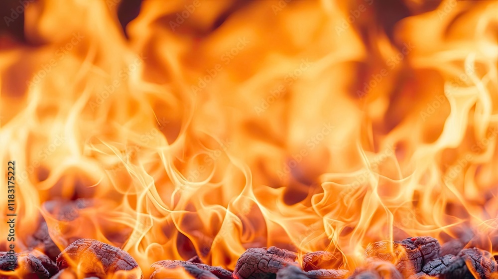 Poster fire abstract background concept. vivid flames dancing in the night, creating a warm and fiery atmos