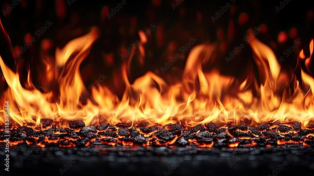Poster fire abstract background concept. flames dancing gracefully over glowing embers, creating a mesmeriz
