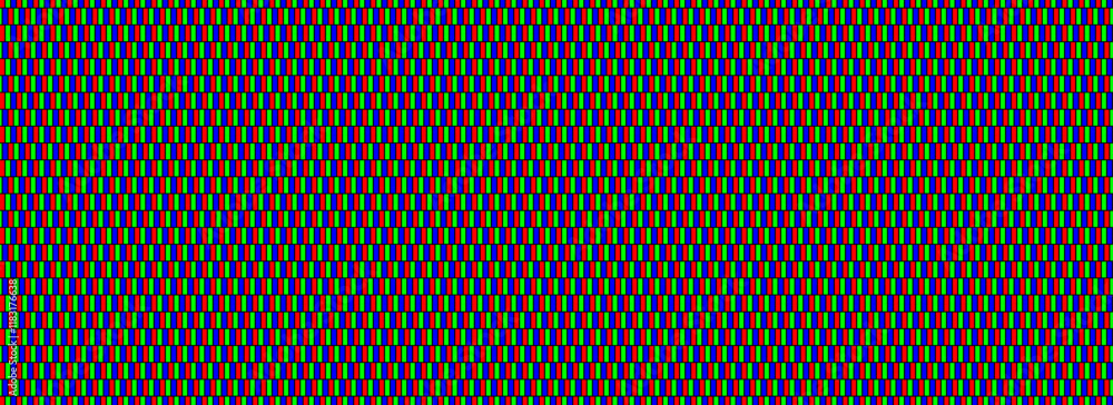 Poster Seamless RGB pixel pattern. Repeating LED screen background. LCD display dots wallpaper. Red Green Blue pixels monitor texture. Repeated crt display backdrop. Vector