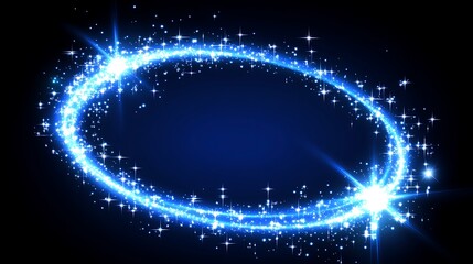 Blue Sparkling Light Trail Oval Frame Design