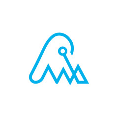 W tech line art creative icon logo design vector