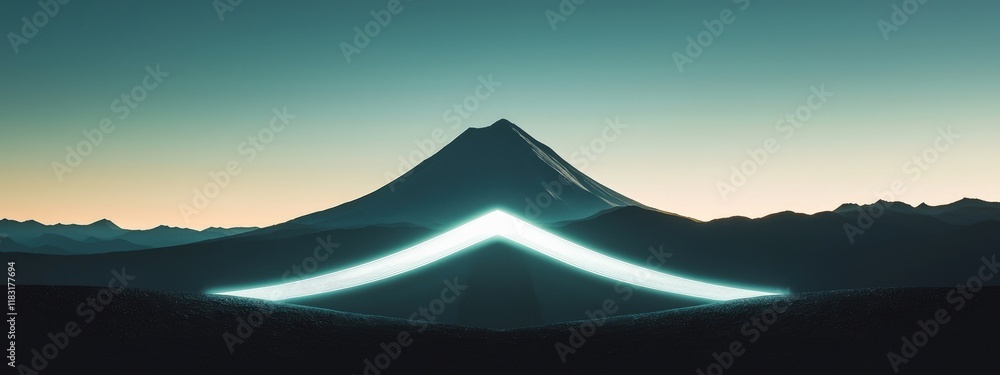 Poster a mountain range with a bridge in the middle