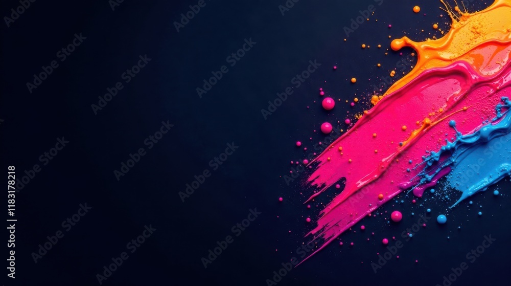 Aufkleber vibrant paint strokes and splatters on a dark background, creating an abstract design ideal for mode