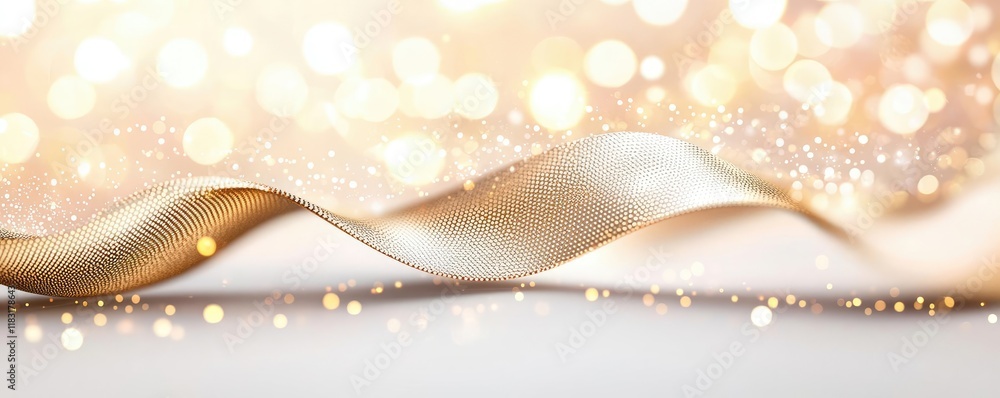 Poster Dots abstract background idea. Elegant ribbon flowing with soft bokeh lights for creative designs and festive occasions.