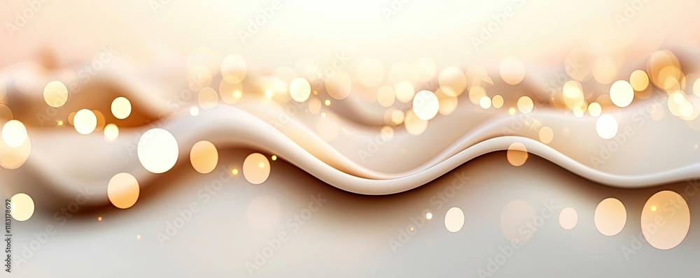 Poster Dots abstract background idea. Soft and elegant fabric wave with golden bokeh for a dreamy ambiance and aesthetic appeal.